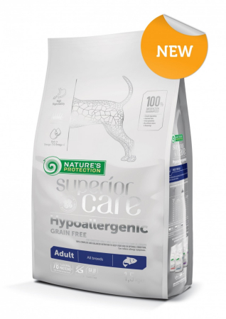 Hrana Uscata Caini - NATURES PROTECTION Superior Care Hipoallergenic Adult All Breeds Grain Free, Somon, 1.5kg