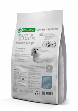 NATURES PROTECTION Superior Care White Dogs Small&Mini Grain Free, Peste Alb, ajuta la eliminarea lacrimarii excesive si reducerea petelor maronii de la ochi, 10 kg [1]