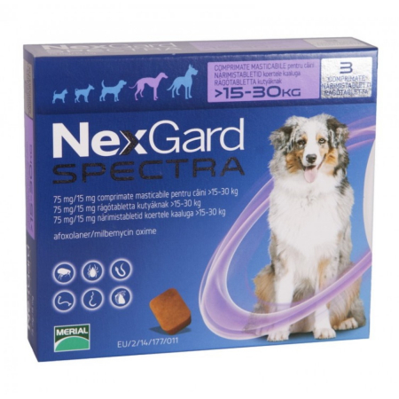 Deparazitare interna - Nexgard Spectra L (15-30 kg), 3 comprimate
