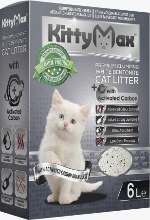 Pisici - KittyMax Asternut Igienic Premium KittyMax Active Carbon pentru Pisici 6 L