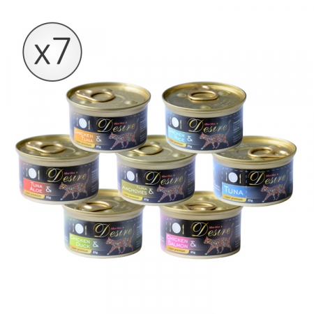 Pisici - Pachet Conserve DESIRE 7 Gusturi pentru 7 Zile 7x85g