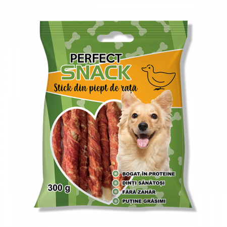 Caini - Perfect Snack, recompense delicioase pentru caini, Stick din piept de rață– 300 g