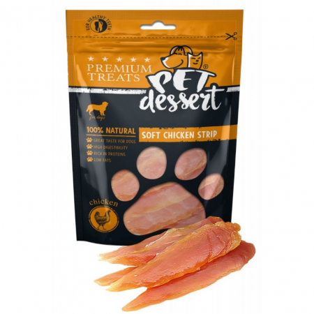 Recompense delicioase - Pet's Dessert Soft Chicken Strip, 80 g