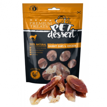 Recompense delicioase - Pet's Dessert Rabbit Ears & Chicken, 80 g