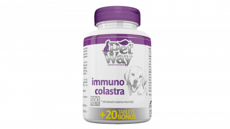 Suplimente nutritive, vitamine - PetWay Immuno Colastra, 100 tablete + 20 BONUS
