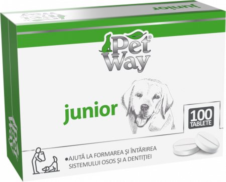 Suplimente nutritive, vitamine - PETWAY JUNIOR -  tablete 65+15 Bonus