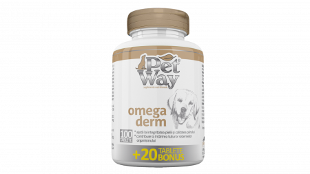 Suplimente nutritive, vitamine - PetWay Omega Derm, 100 tablete + 20 BONUS