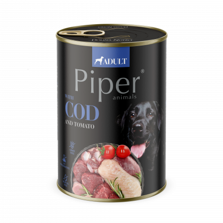 Caini - Piper Adult, Hrana Umeda, Carne de Cod si tomate, 400 g