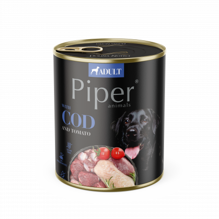 Caini - Piper Adult, Hrana Umeda, Carne de Cod si tomate, 800 g