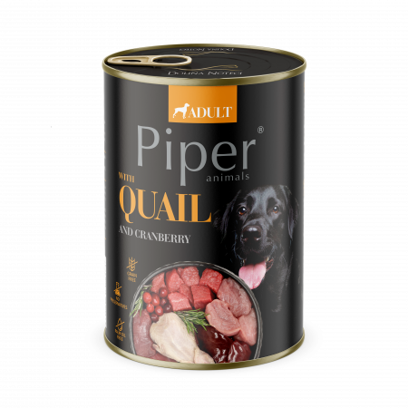 Caini - Piper Adult, Hrana Umeda, Carne de Prepelita si merisor, 400 g