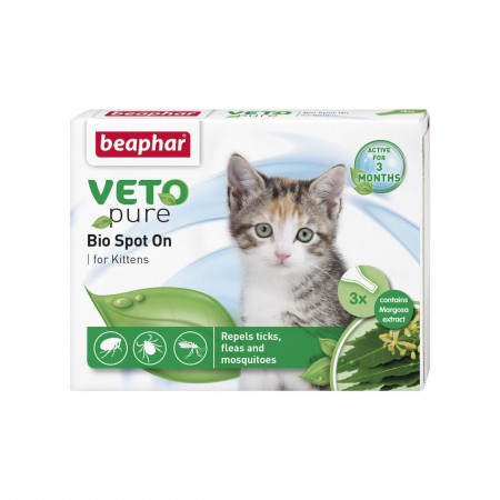Deparazitare externa - Pipeta antiparazitara BEAPHAR VETOPURE BIO SPOT ON pentru pisici  3 pip