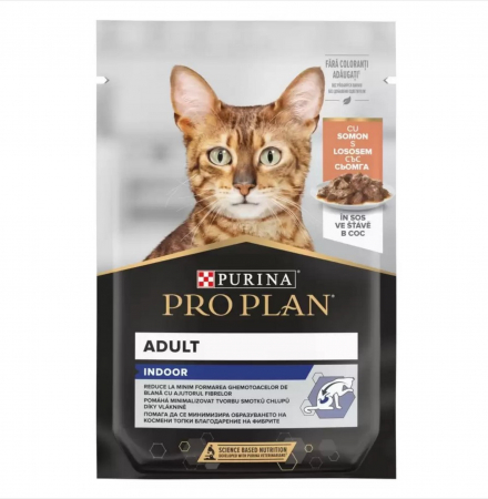 Hrana Umeda - Pro Plan Indoor Nutrisavour Somon in sos, 24x85 g