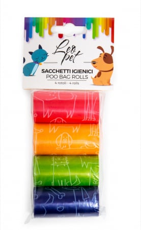 Igiena Catel - Leopet pungi Igienice Colorate Set 4 Role x 20 buc