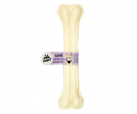 Caini - Recompensa os clasic din piele de vita alb - 25 cm