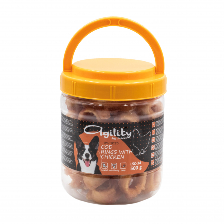 Recompense delicioase pentru caini Agility, rulada de cod impletita cu carne de pui, 500g [1]