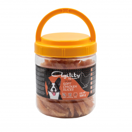 Recompense delicioase pentru caini Agility, Fasii moi de pui, 500g [1]