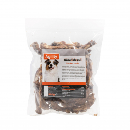 Caini - Recompense delicioase pentru caini Agility, Gaturi de Pui, 500g