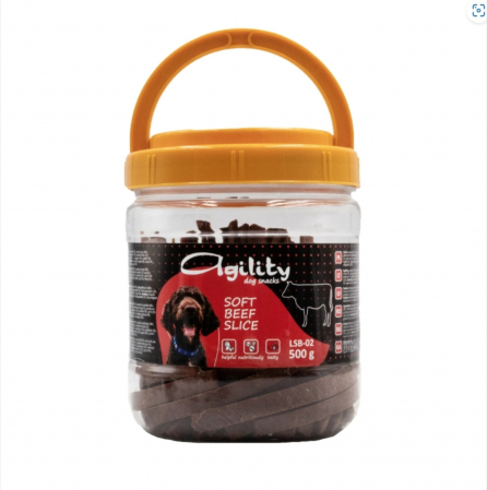 Caini - Recompense delicioase pentru caini Agility LSB-02, felie moale de vita, 500g