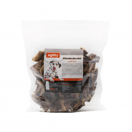 Caini - Recompense delicioase pentru caini Agility, Plamani de miel, 500g