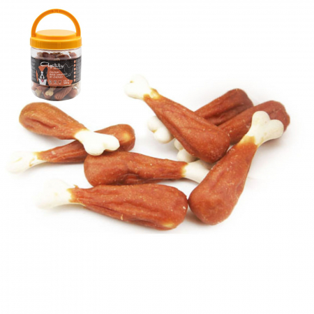 Caini - Recompense delicioase pentru caini Agility, pulpite din Os de calciu invelit cu carne de Pui, 500g