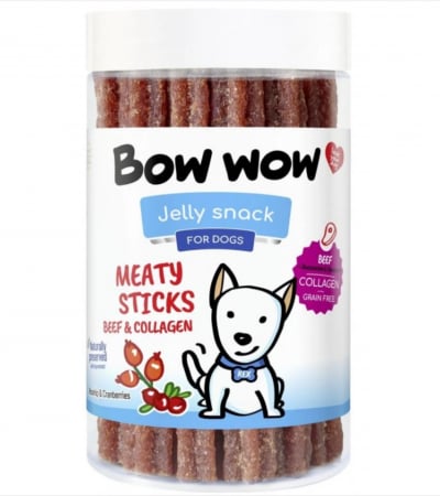 Recompense delicioase - Recompense pentru caini Bow Wow, betisoare de carne de vita si colagen, 17 buc