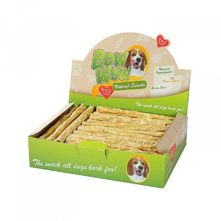 Caini - Recompense delicioase pentru caini Bow Wow Natural Stick, cu Vita, Ficat de Pui si Yucca, 22 cm, 50 buc