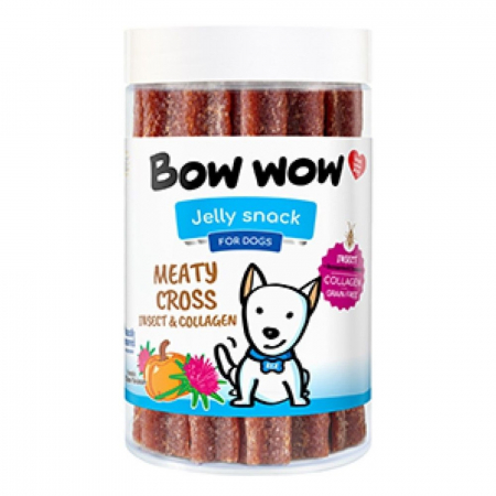 Caini - Recompense delicioase pentru caini Bow Wow, betisoare de carne cu insecte, colagen si dovleac, 18 buc