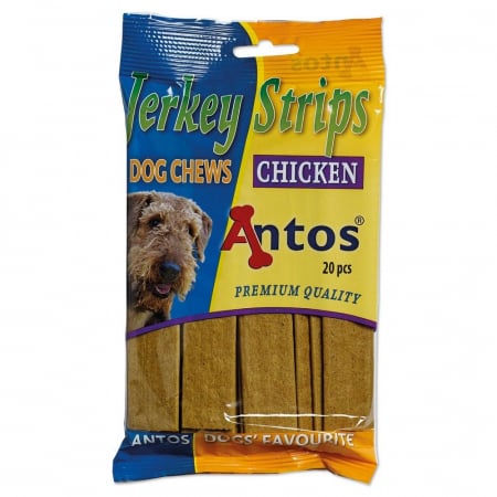 Caini - Recompense pentru caini Antos Jerkey Strips Chicken 20 bucati