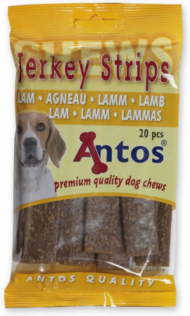 Caini - Recompense pentru caini Antos Jerkey Strips Lamb 20 bucati