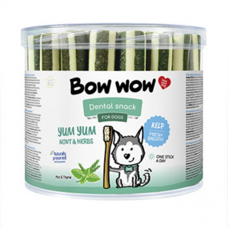 Caini - Recompense delicioase pentru caini Bow Wow natural sticks, Menta si Ierburi, 35 buc
