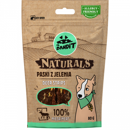 Caini - Recompense pentru caini Mr. Bandit Natural, cerb, 80g