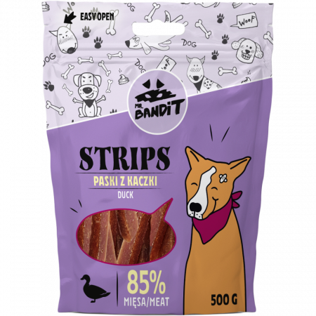 Caini - Recompense pentru caini Mr. Bandit STRIPS, rata, 80g