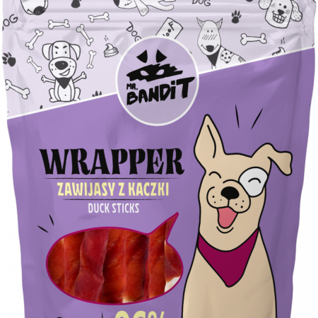 Caini - Recompense pentru caini Mr. Bandit WRAPPER, sticks, rata, 80g
