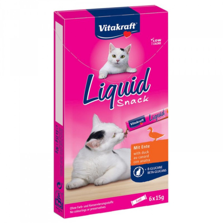 Recompense Delicioase - Recompense pisica Vitakraft Cat Liquid-Snack cu rata si beta glucan 6x15g