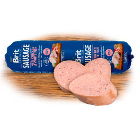 Salam pentru caini Brit cu Pui si Peste Alb 800 g [2]