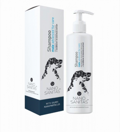 Caini - Șampon pentru îngrijirea blănii la câini, special pentru masculi cu nanoparticule de argint - 250 ml