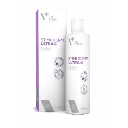Dermatologice Pisici - Sampon, tratament alopecie, caini cu blana scurta, Stimuderm Ultra, Vet Expert, 250ml