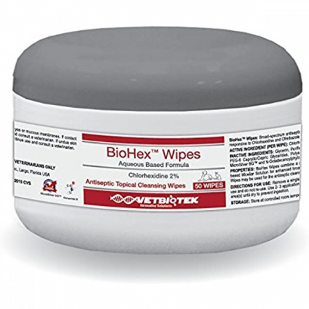 Dermatologice Pisici - Servetele umede Clorhexidina 3%, VetBioTek BioHex, 50 buc