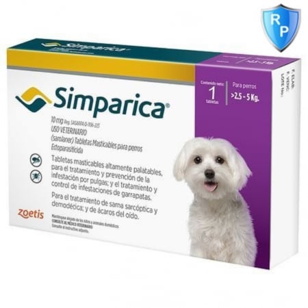 Deparazitare externa - Simparica Caine 10 mg (2.5 - 5 kg), 3 comprimate