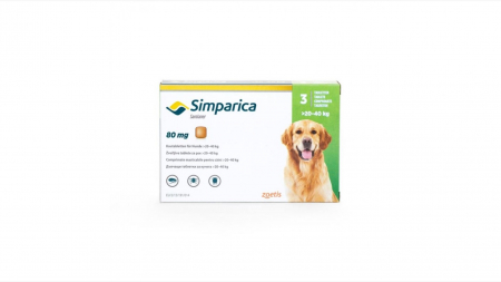 Deparazitare externa - Simparica Caine 80 mg (20-40 kg), 3 comprimate