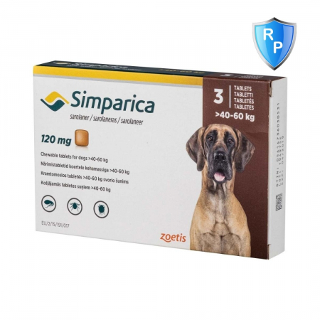Deparazitare externa - Simparica Caine 120 mg (40-60 kg), 3 comprimate