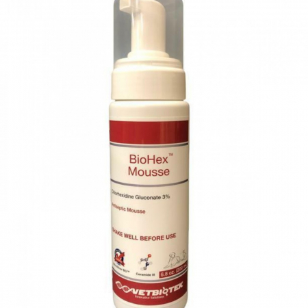 Pisici - Spuma Clorhexidina 3%, VetBioTek BioHex, 200 ml