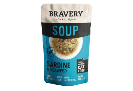Pisici - Supa pentru pisici, Bravery Soups, Sardine si alge, 1x40g