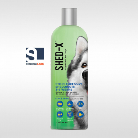 Suplimente nutritive, vitamine - Supliment anti naparlire pentru caini SHED-X, Synergy Labs, talie mare, 946 ml