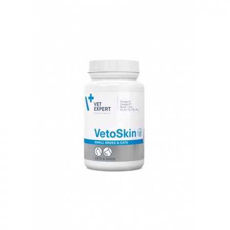 Suplimente nutritive, vitamine - Supliment pentru tratarea afectiunilor dermatologice, la caini si pisici, talie mica, VetoSkin Twist OFF, VetExpert, 60 capsule