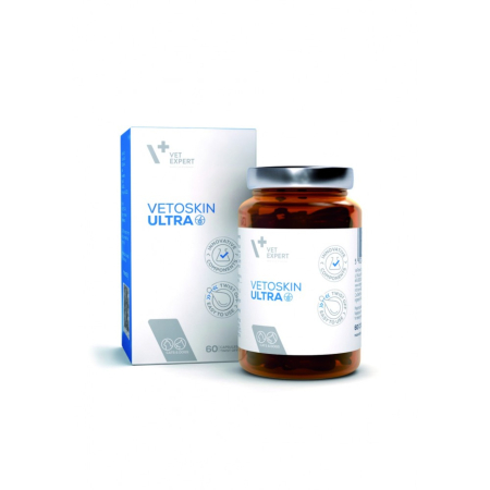 Farmacie Caini - Supliment inovator pentru pielea hipersensibila si atopica, VetoSkin ULTRA, VetExpert, 60 capsule
