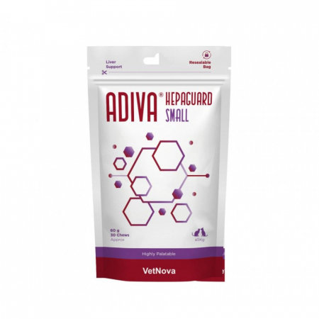 Pisici - Tablete masticabile pentru sustinerea functiei hepatice, talie mica, ADIVA® Hepaguard Chews, VetNova, 30 Tablete