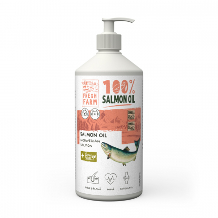 Suplimente nutritive, vitamine - Ulei de somon pentru caini si pisici, Fresh Farm 1000 ml