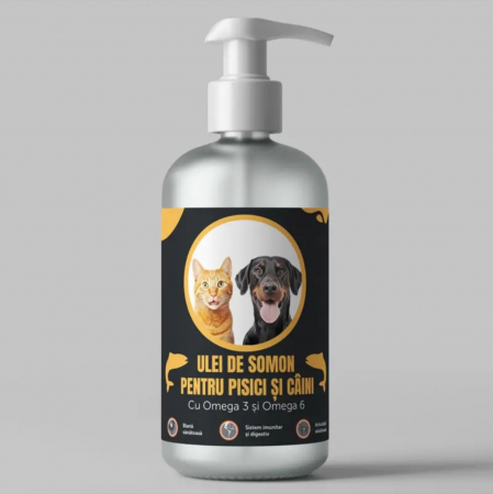Suplimente nutritive, vitamine - Ulei de somon pentru pisici si caini cu omega 3 si omega 6 -  500 ml