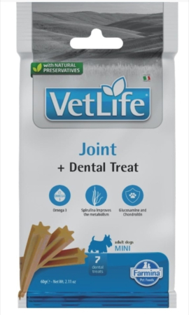 Caini - Vet Life Dental Treat Joint Mini 60 g recompensa dentara caini de rase mici